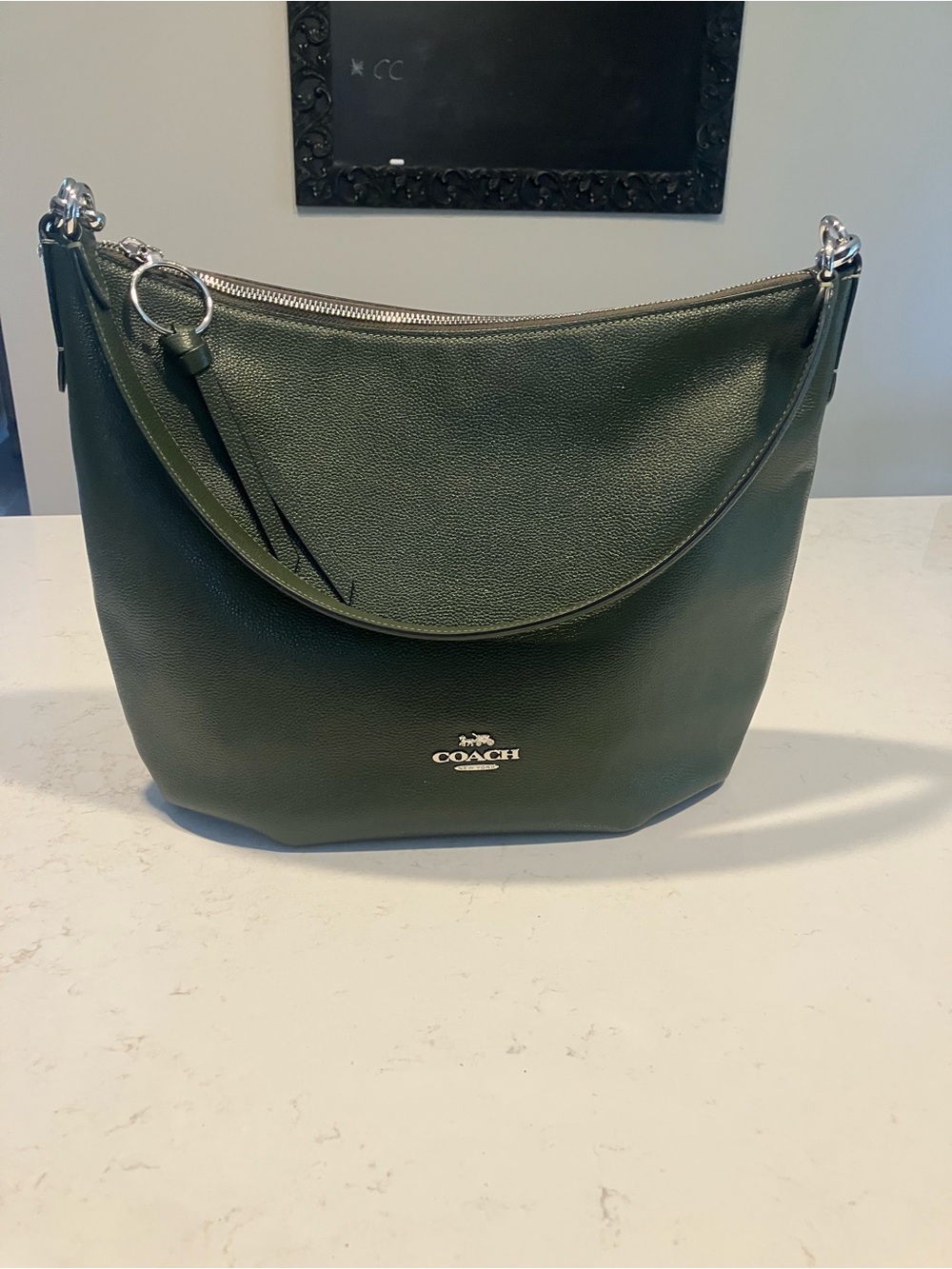Coach Skylar Cargo Green Pebbled Leather Hobo Shoulder Bag
